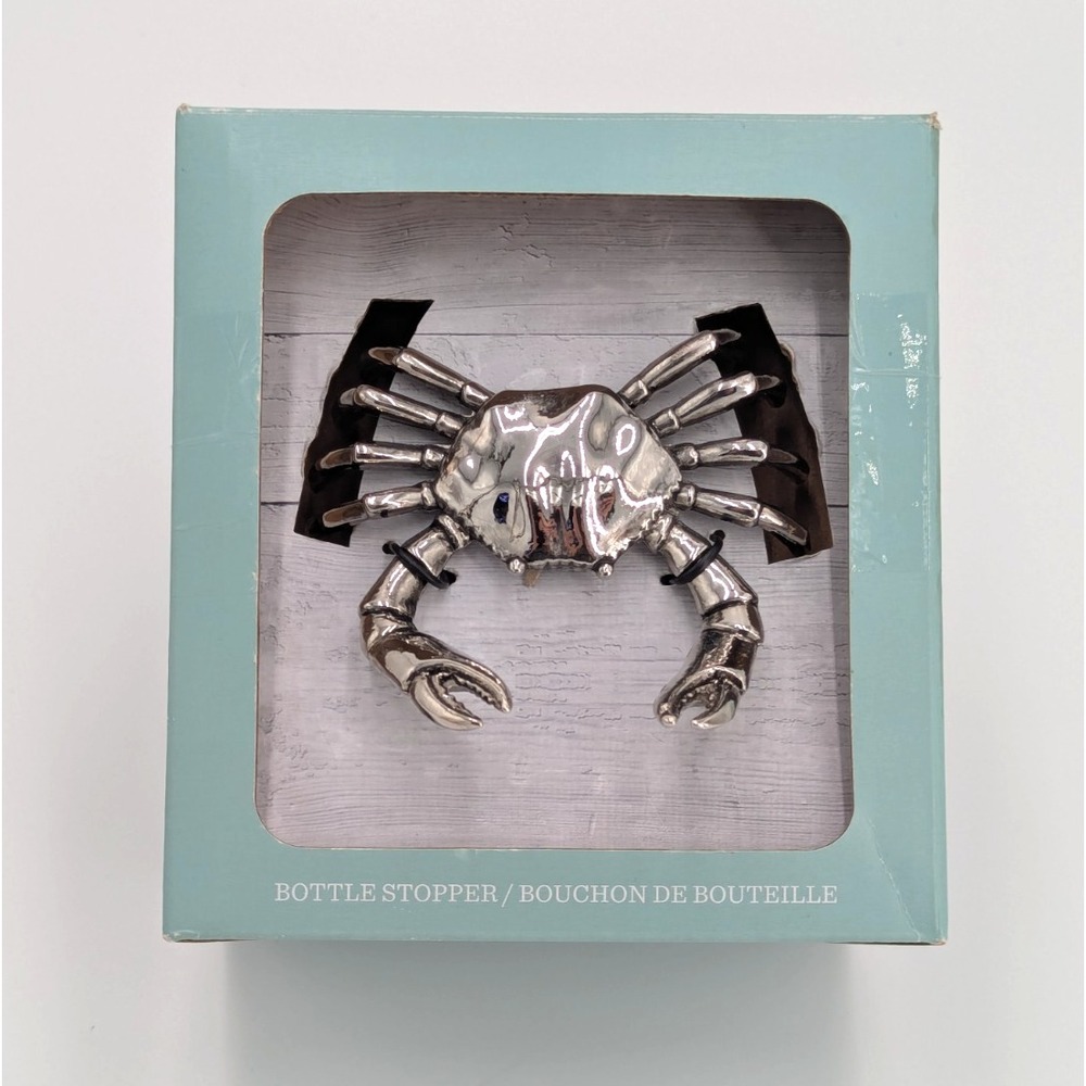 Tommy Bahama Bottle Stopper Silver Crab 3.25" Wide Wine Storage Cork EUC